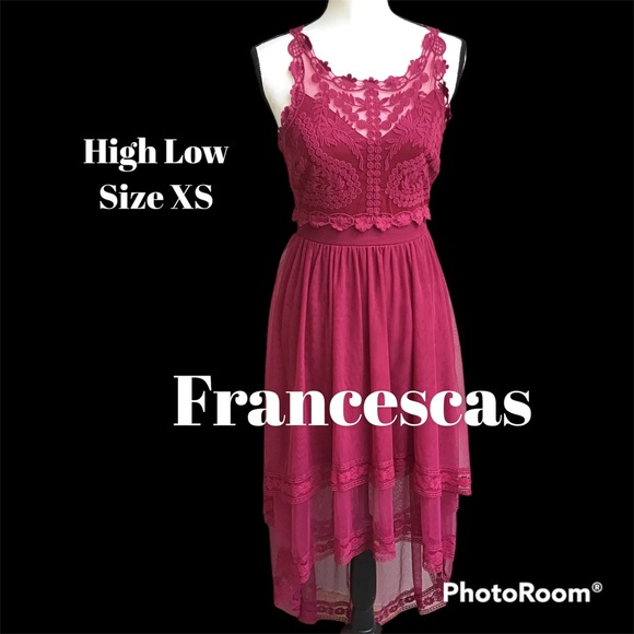 Burgundy High Low Dress - Picture 1 of 8